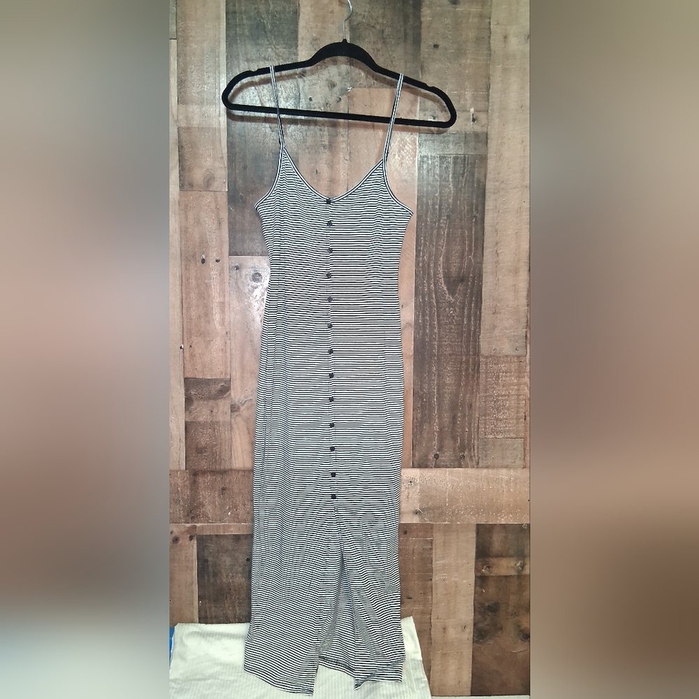 Shein Striped Maxi Dress Womens Size Small Black White Button Front Size Small - Picture 1 of 6